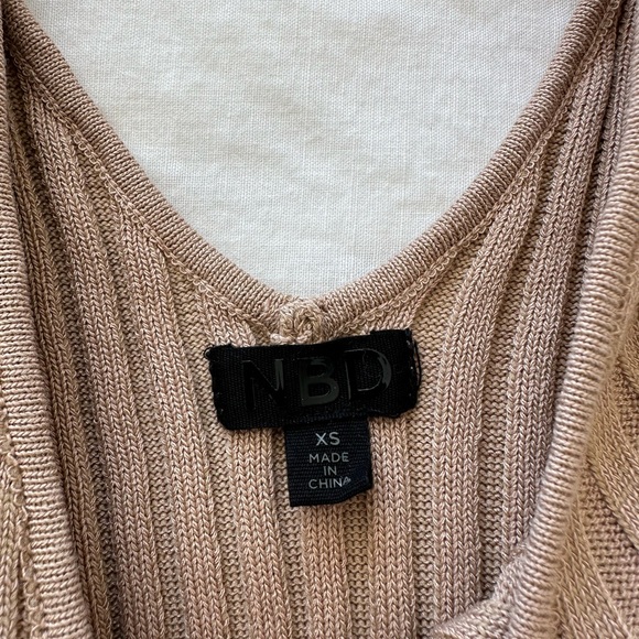 Revolve NBD Bekah Deep V Midi Dress in Nude - Picture 3 of 5